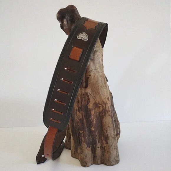 Custom Hand Tooled Leather Guitar Strap Adjustable Olivia - Picture 12 of 13